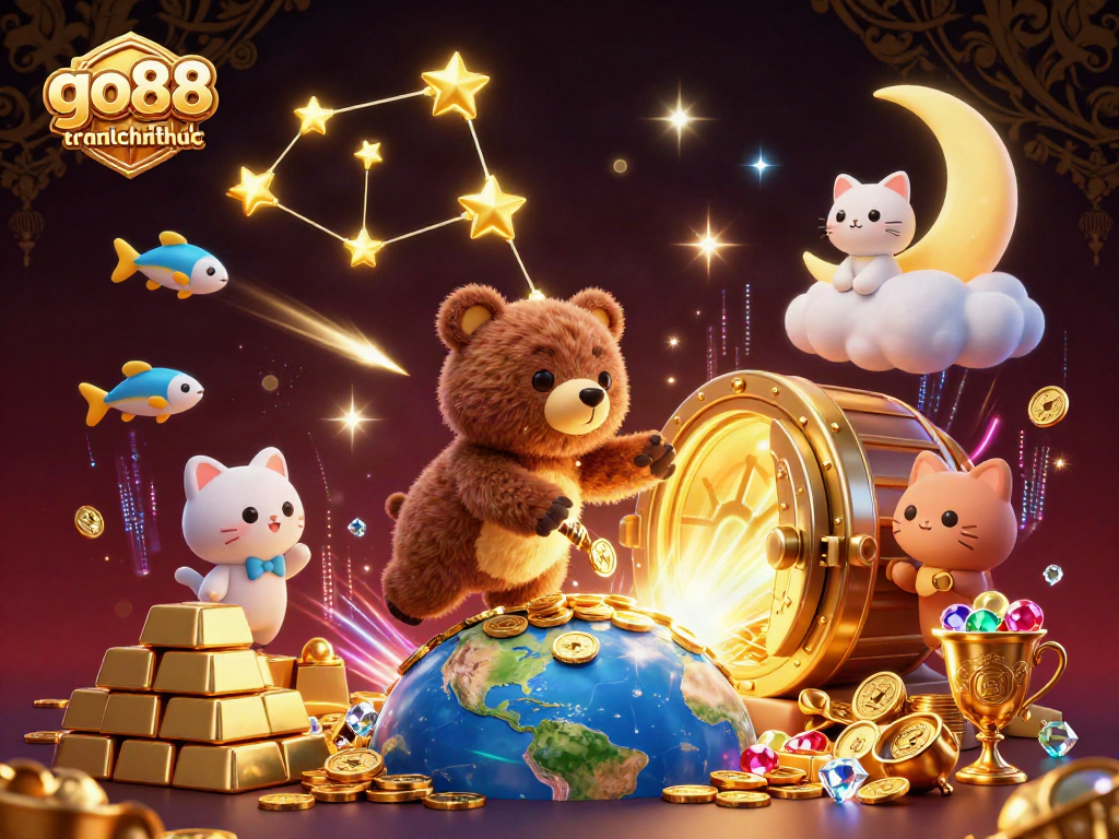 Experience the excitement of go88 trang chu chinh thuc with this vibrant illustration that captures a cosmic casino adventure.