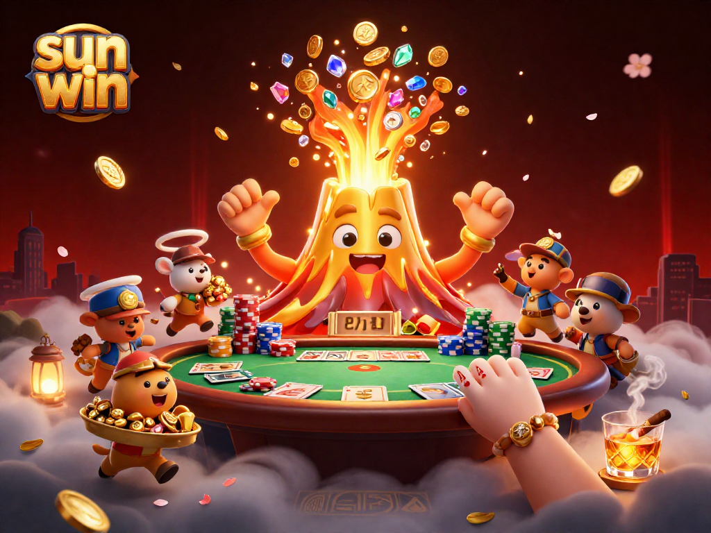 Experience the thrill of sun win with festive coins and vibrant poker action.