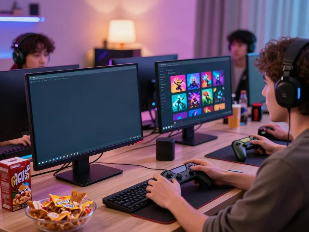 Engaging scene with a person playing on the nhà cái debet platform in a cozy gaming setup, highlighting excitement and interaction.