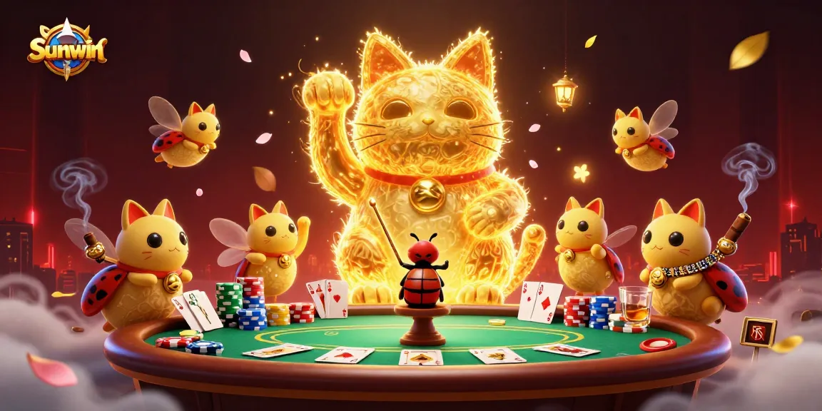Engage with the exhilarating world of Sunwin’s casino symbols and a giant lucky cat illustration!